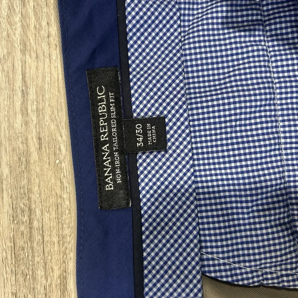 Banana Republic Mens Non Iron Tailored Slim Fit Khaki‎ Dress Pants 34x30